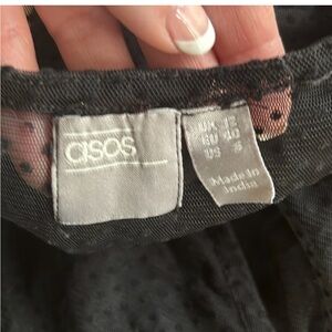 ASOS Sheer Black Swiss Dot Long Sleeve Ruffle Blouse Size U.S. 8